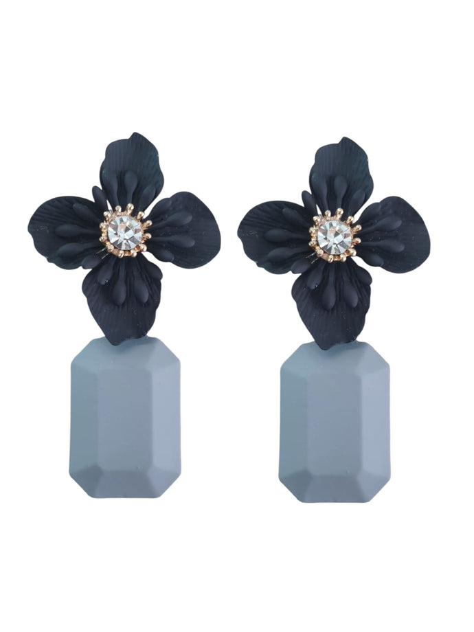 Brincos Flor Preto Cinza