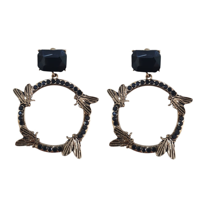 Brincos Fly Cristal Metal Dourado