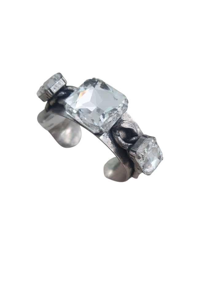 Pulseira Metal Prateado com Cristais