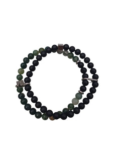 Pulseira Dupla Elástica Ágata/Sodalite L