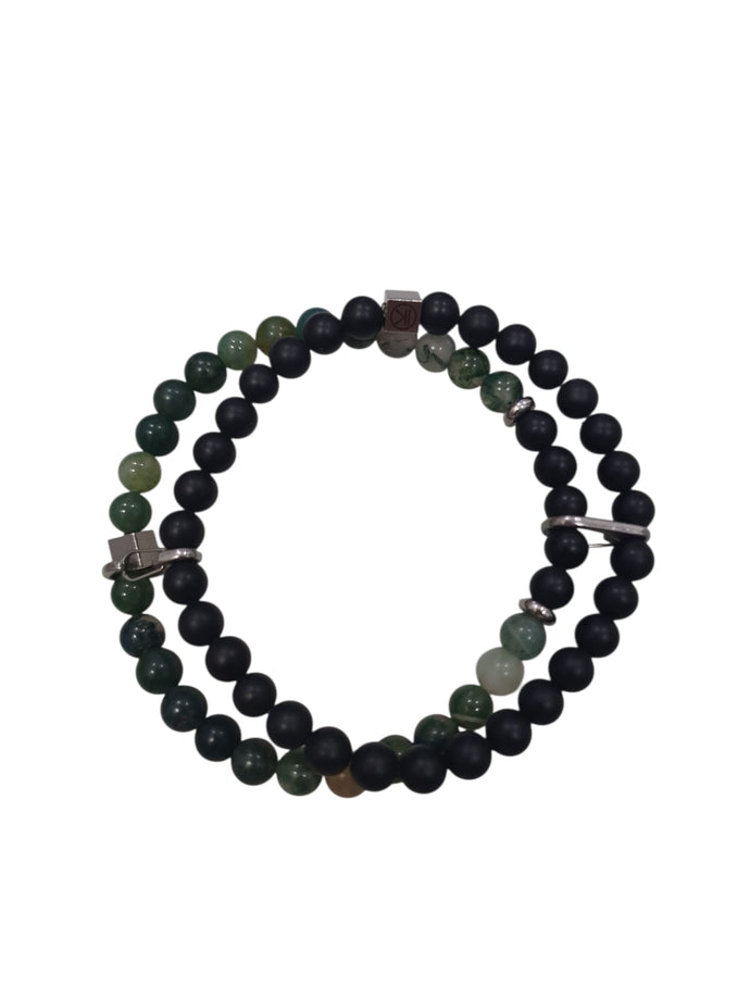 Pulseira Dupla Elástica Ágata/Sodalite L