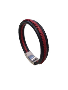 Pulseira Pele Entrançada Preto e Encarnado