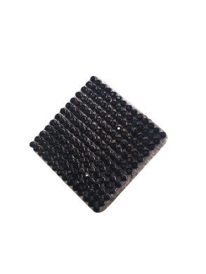 Pregadeira Metal Prateado com  Cristais Pretos